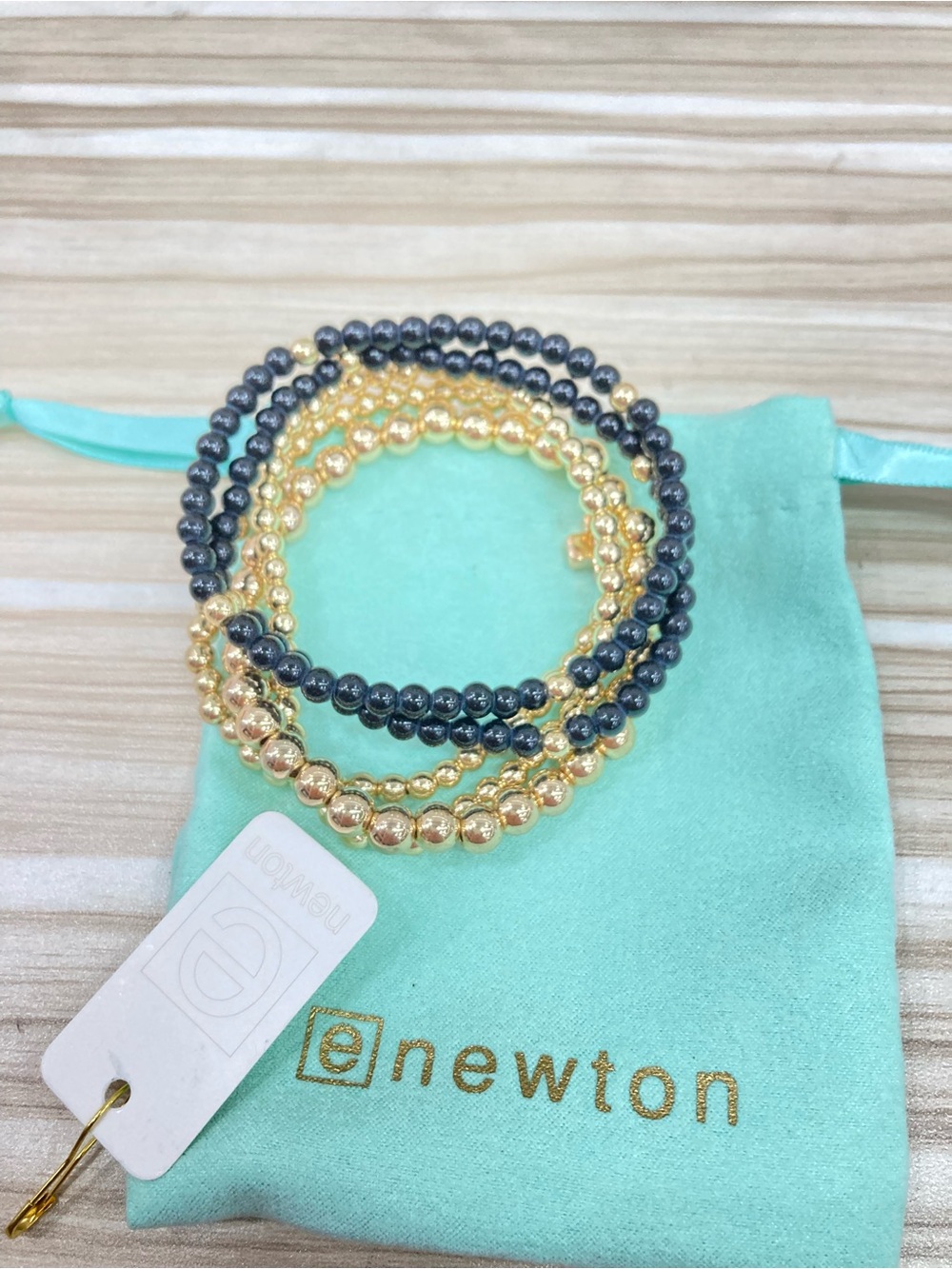 Newton Gold and Hematite Multi-Strand Beaded Bracelet Set